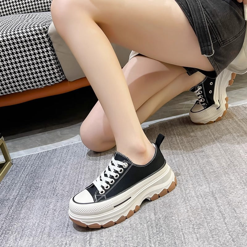 Women's Leisure Thick-soled Small Height Increasing Breathable Canvas Shoes