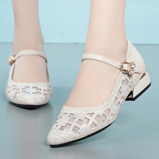 Women's & Men's Thick Flat One-word With Mesh Soft Low-cut Plus Women's Shoes