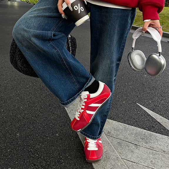 Women's & Men's Square Toe Zebra Spring Sports Multicolor Sneakers