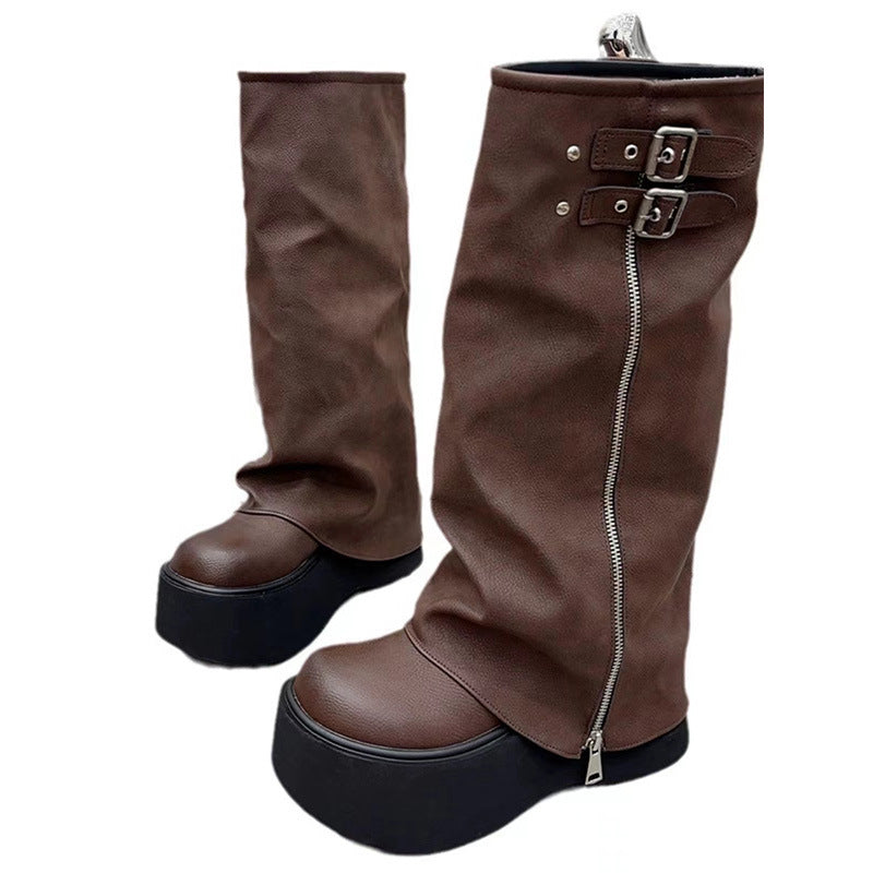 Women's The Bottom Brown Summer Thick Leg Boots
