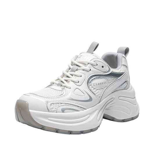 Women's Breathable Mesh Surface Dad Thick Bottom Sneakers