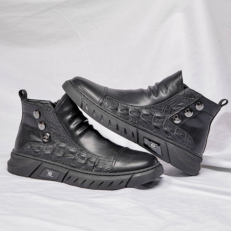 Men's Genuine Korean Fashion Black Plus Veet Sneakers