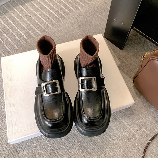Women's Thick Bottom Chunky British Style Spring Loafers