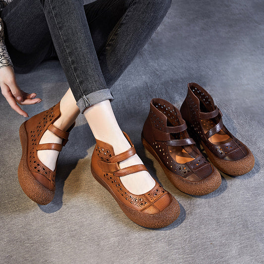 Women's Retro Handmade Genuine Ethnic Soft Bottom Mother Sandals