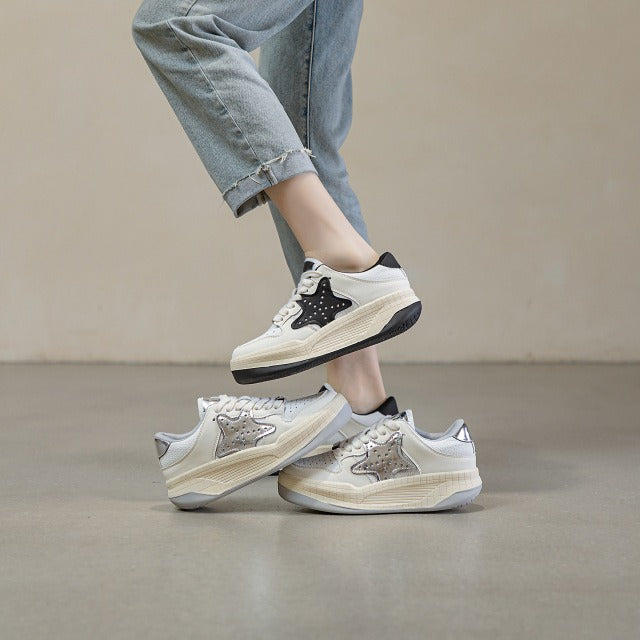 Women's Thick Bottom White Sports Fashion Starfish Sneakers