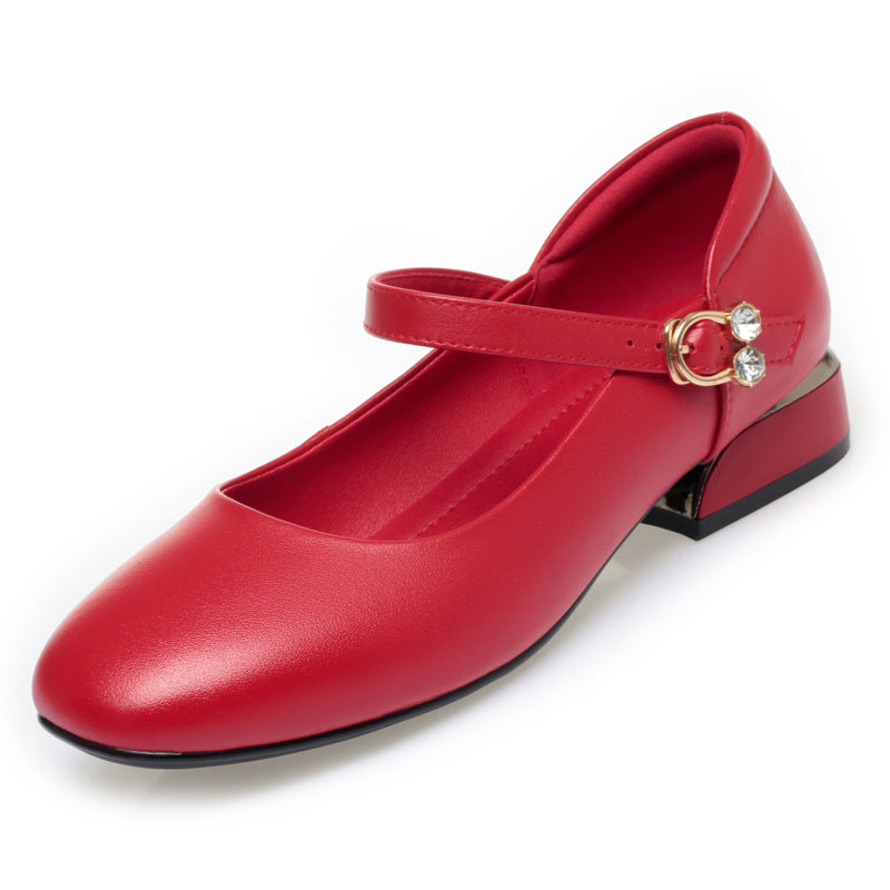 Women's Autumn Genuine Single Low Thick Wedding Casual Shoes