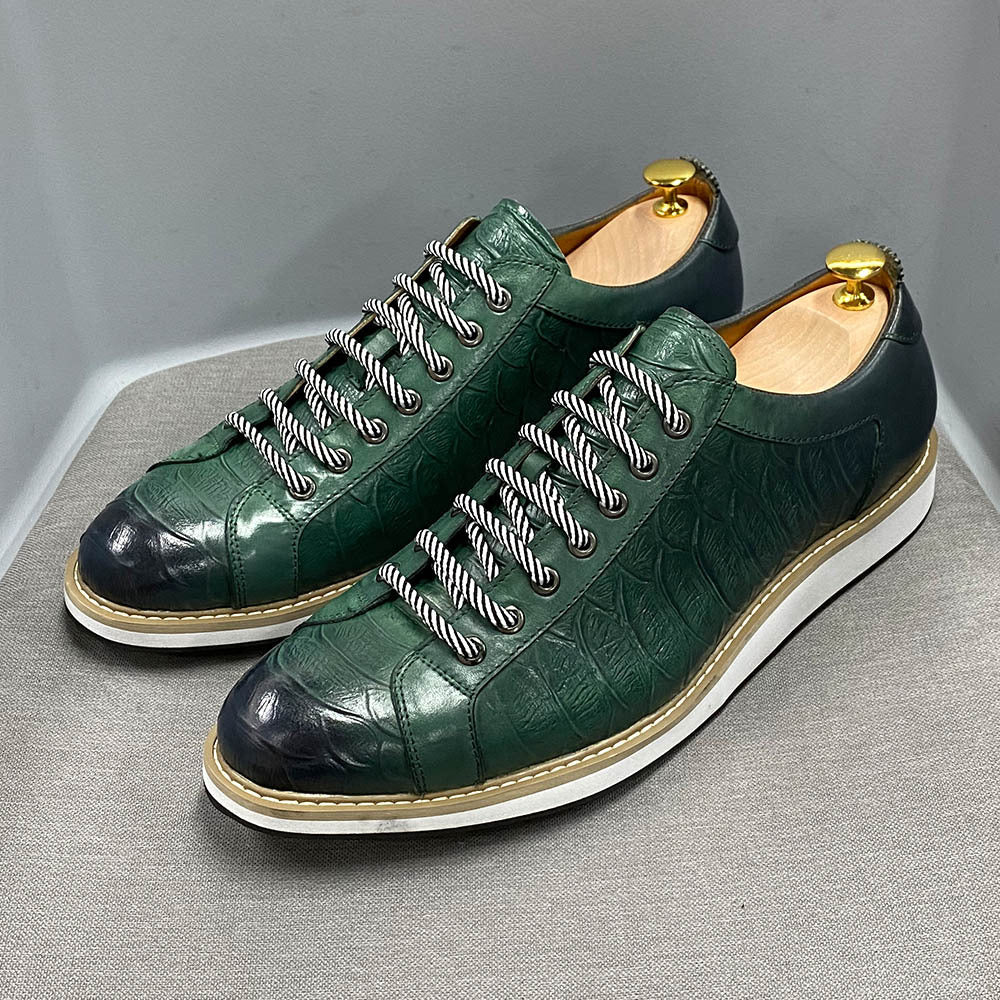 Men's Genuine Platform Daily Pumps Fashion Crocodile Leather Shoes