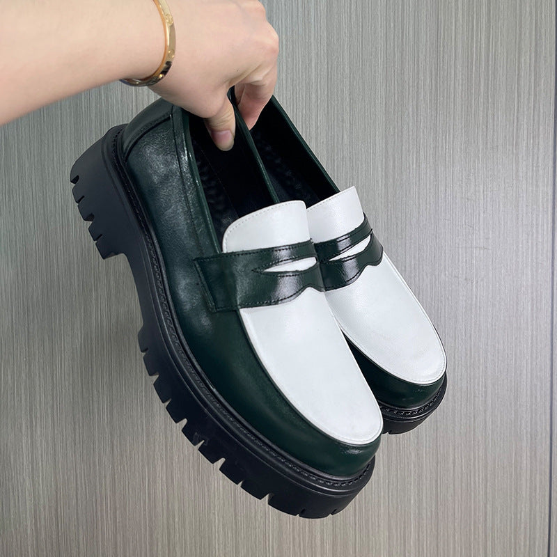 Men's Color Matching Green Lazy Slip On Loafers