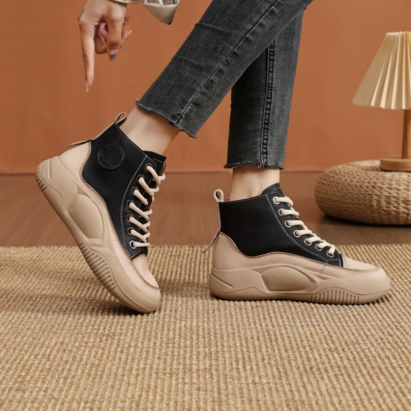Women's Vintage Genuine Made Korean Platform British Casual Shoes