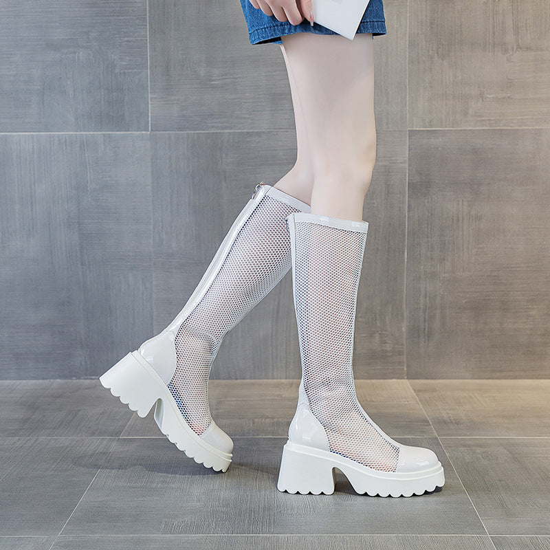 Women's Thin Mesh Hollow Summer Long Hole Boots