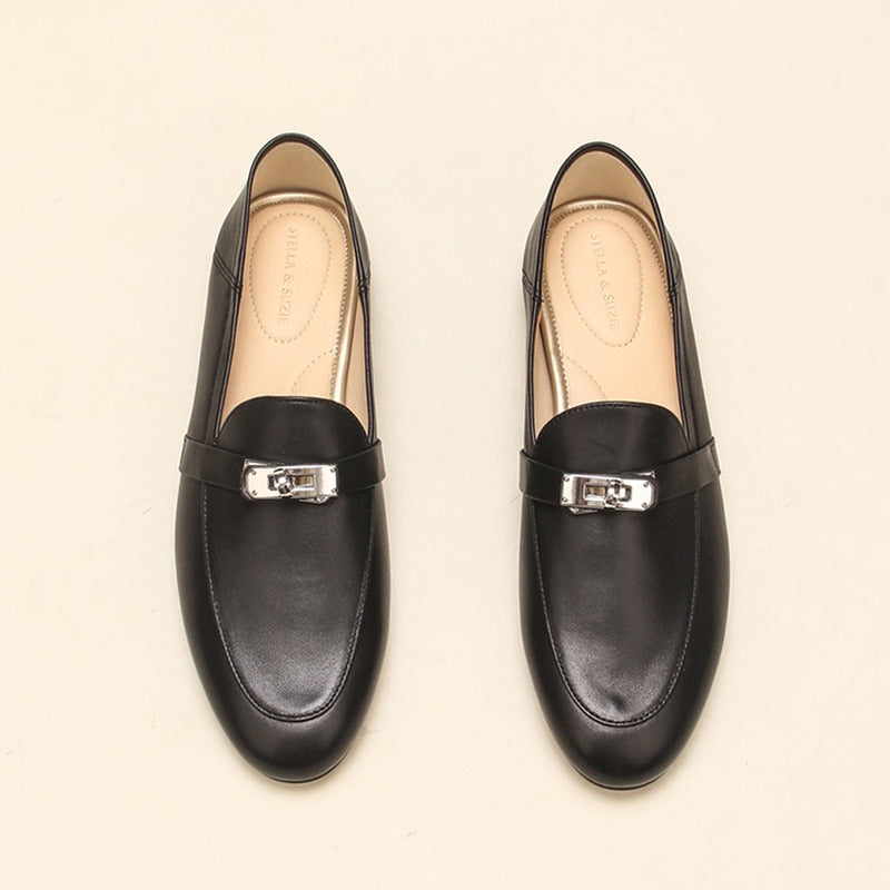 Buckle Pumps Female Minority Round Toe Flat Casual Shoes