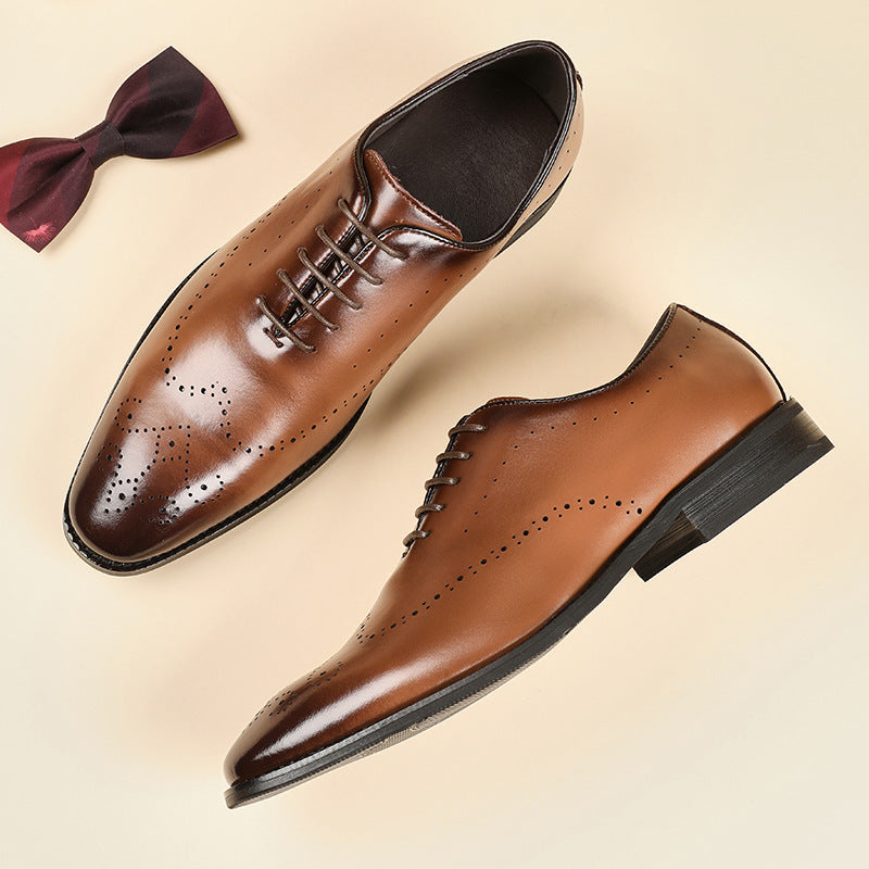 Men's Brogue Business Formal Wear British Green Leather Shoes