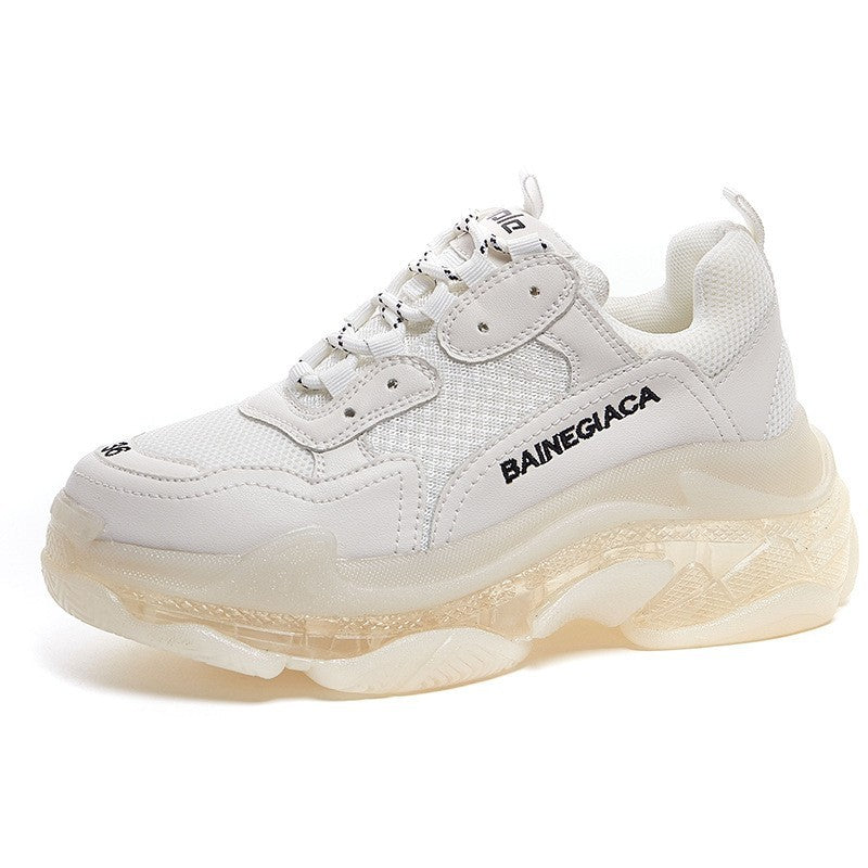 Women's & Men's Crystal Transparent Jelly Bottom Muffin Raise Casual Shoes