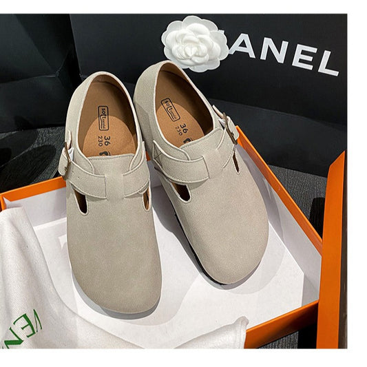 Women's Good Version Round Toe Cap Buckle Slippers