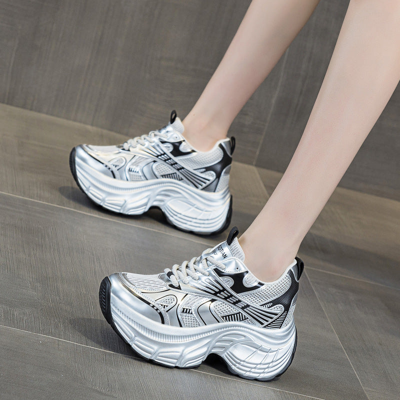 Women's Dad Fashion Mesh Sports Platform Height Increasing Women's Casual Shoes