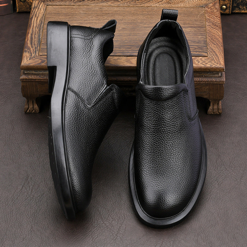 Men's First Layer Cowhide Platform Soft Autumn Slip-on Men's Shoes