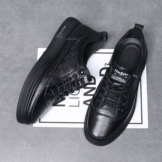 Men's First Layer Cowhide Board Slip-on Flat Sneakers