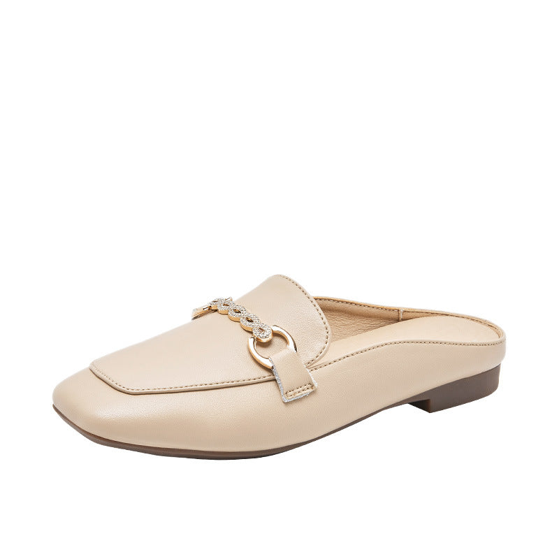 Women's Summer Square Toe Mid-mouth French Half Slippers