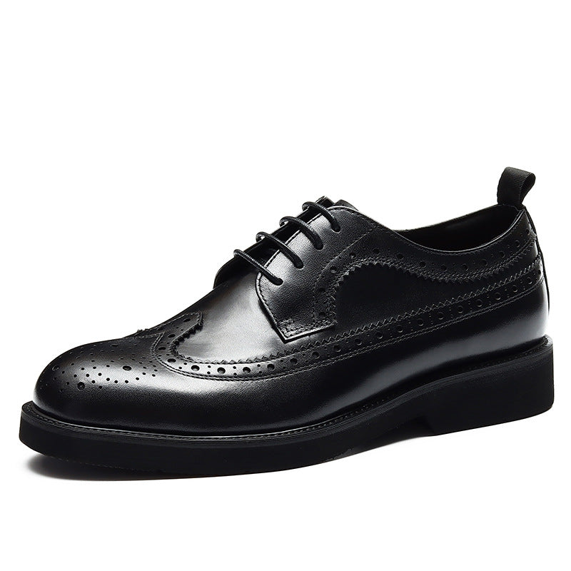 Men's Business Autumn First Layer Cowhide Round Leather Shoes