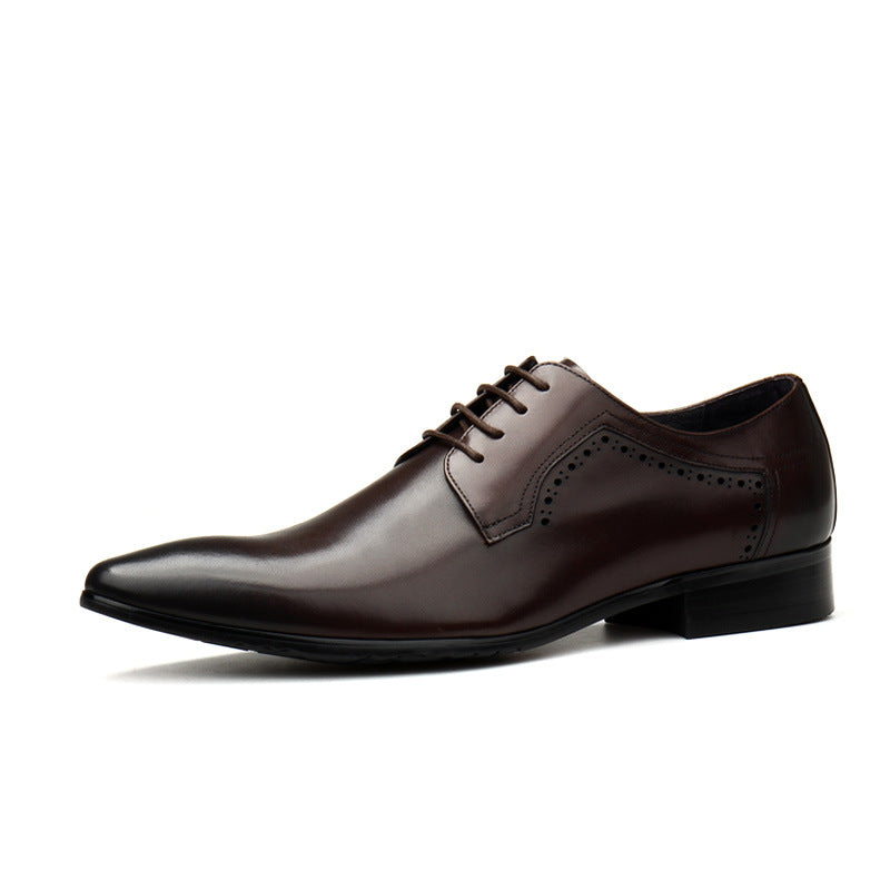 Men's Brogue Calf Lace Up Formal Black Brown Square Leather Shoes