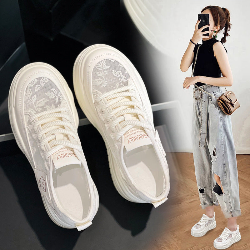 Women's Hidden White Spring Small Platform Summer Heels