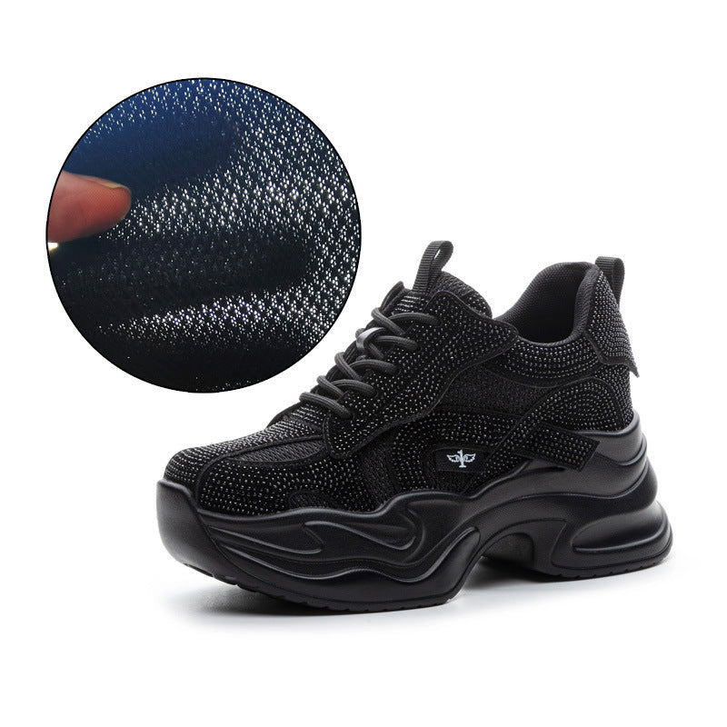 Women's Platform Muffin Height Increasing Insole Dad Mesh Breathable Light Running Sneakers