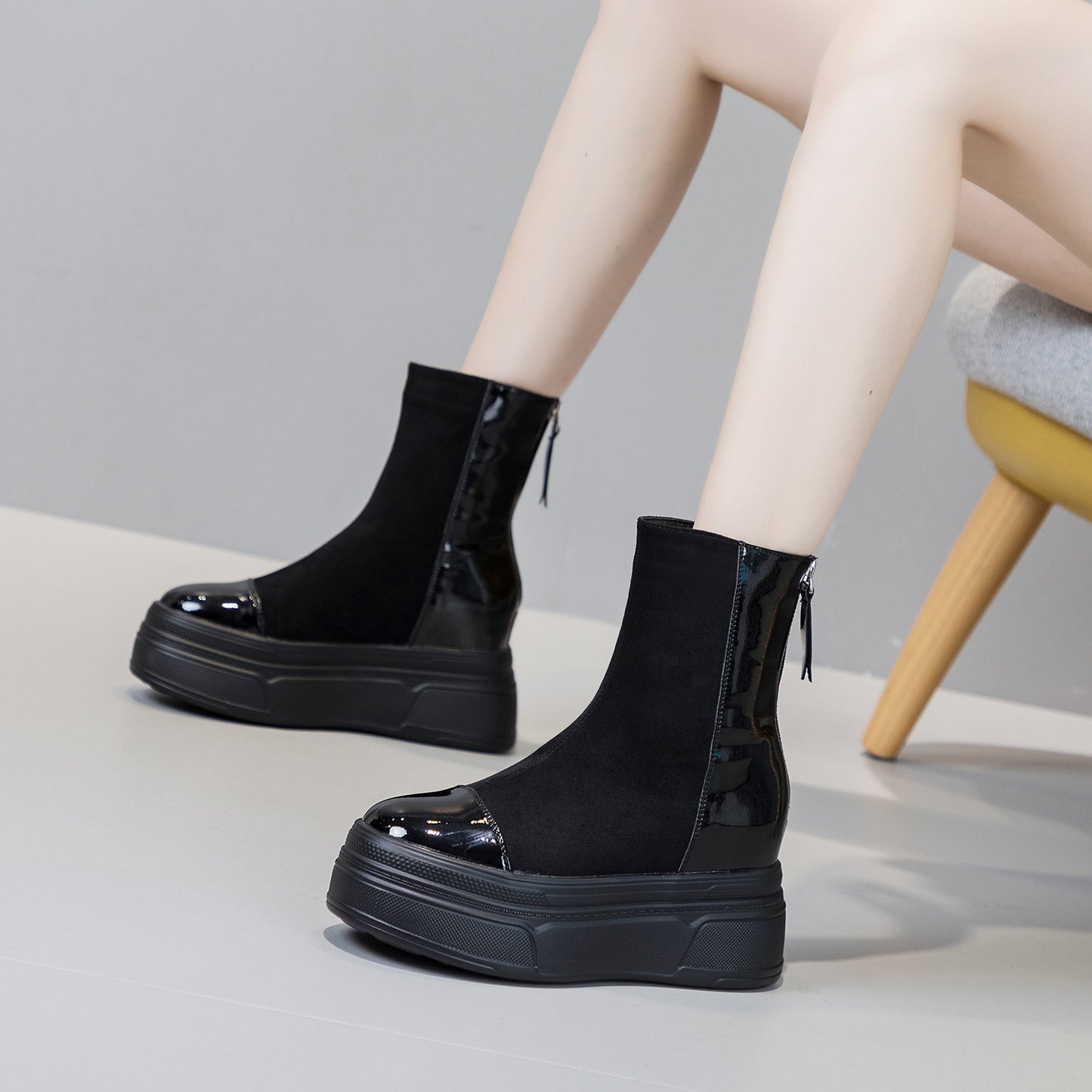 Women's Soft Retro British Style Leisure Platform Boots