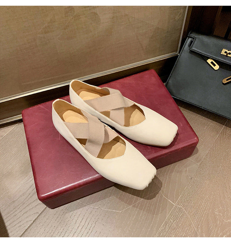 Ballet Style Pumps Sier Genuine Mary Women's Shoes