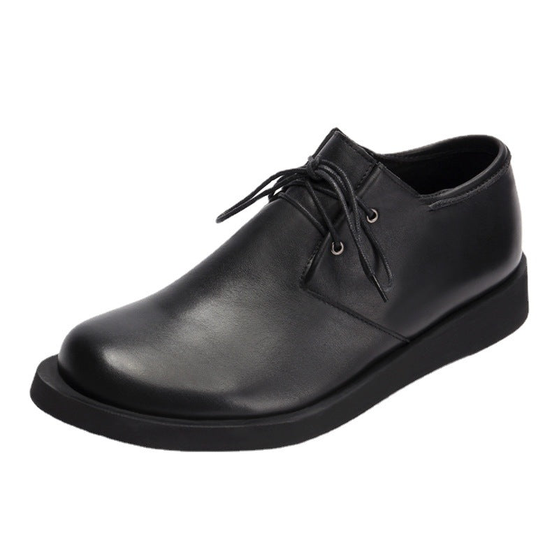 Men's Comfortable Cowhide Round Head Leisure Thick Men's Casual Shoes