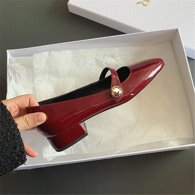 Women's Genuine Thick Bottom Vintage Shallow Mouth Round Women's Shoes