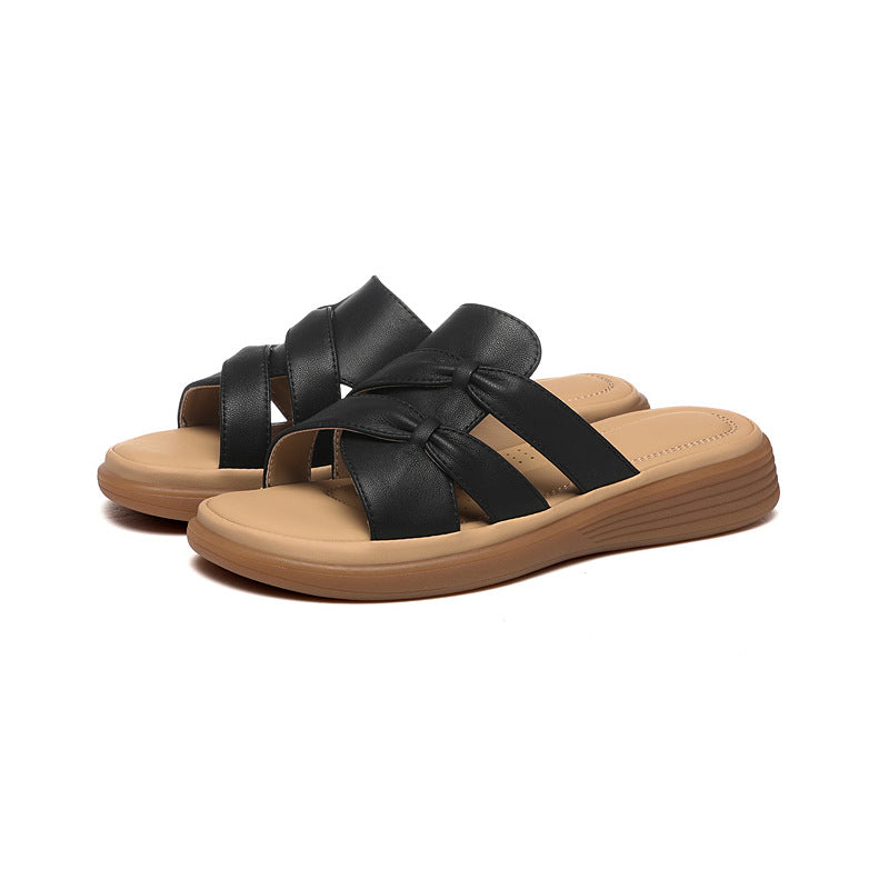 Women's Sheepskin Mom Summer Wear Soft Bottom Wedge Sandals