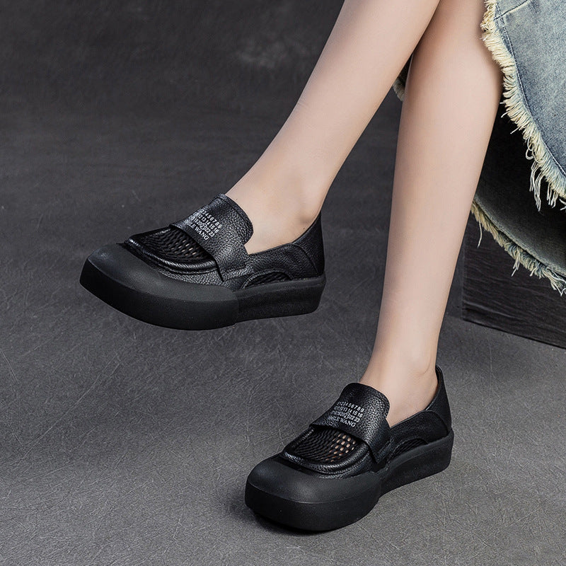 Women's Breathable Mesh Pumps Retro Flat Bottom Loafers
