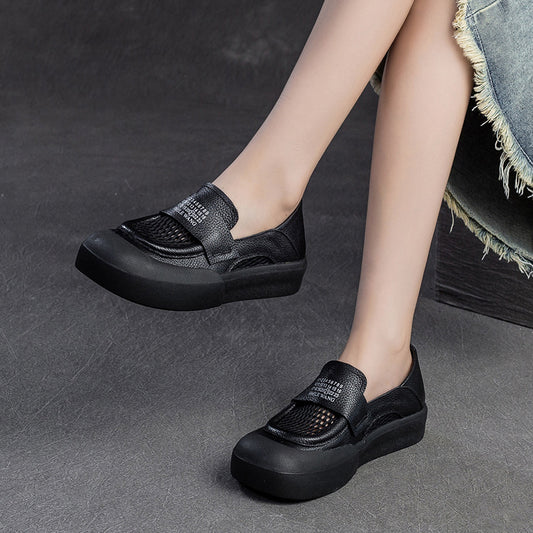 Women's Breathable Mesh Pumps Retro Flat Bottom Loafers