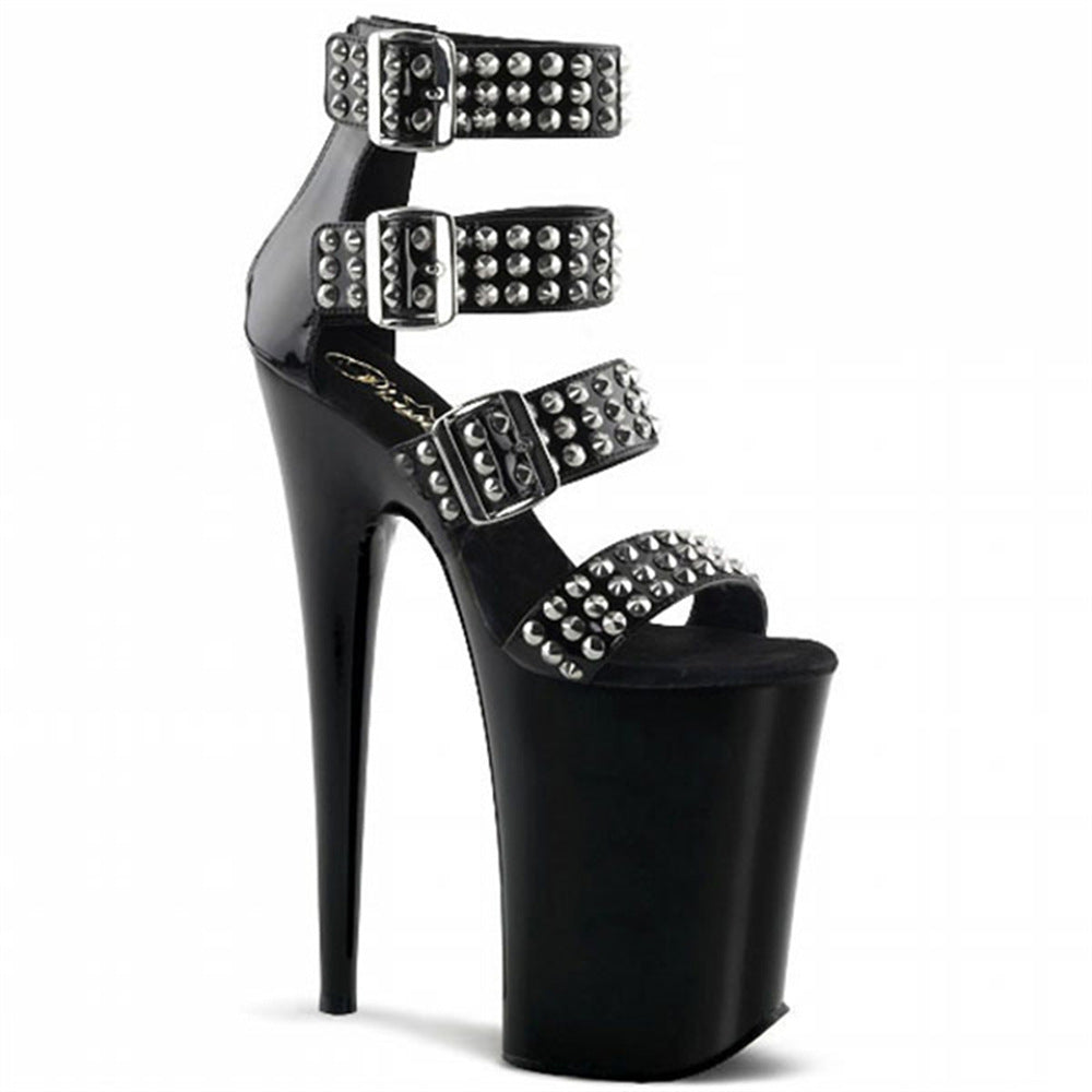 Women's Peep Toe High Stiletto Open Rivet Sandals
