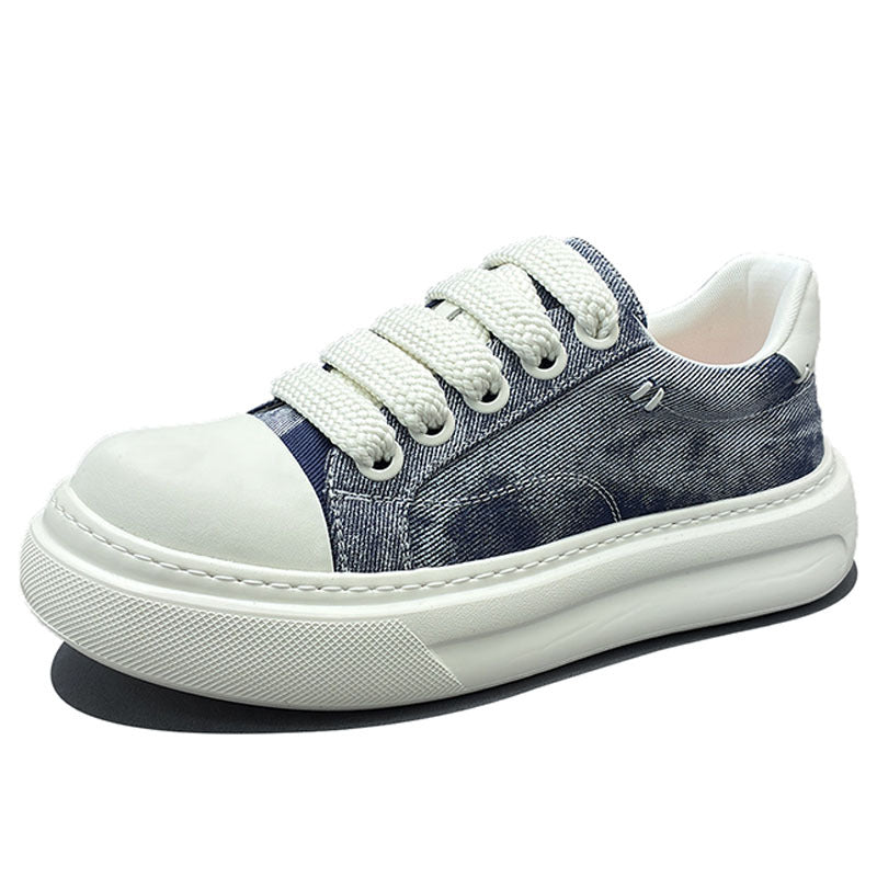 Men's Cloth Lightweight Platform Cowhide Green Fashion Men's Board Shoes