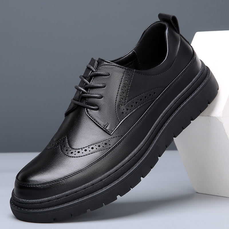 Men's Autumn Genuine Brogue Formal Wear Thick Bottom Men's Business Leather Shoes