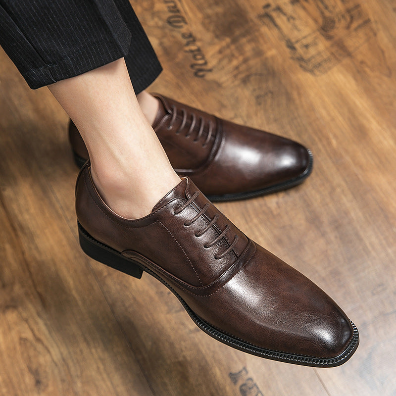 Men's Brogue Flower British Style Korean Wedding Hairstylist Men's Casual Leather Shoes