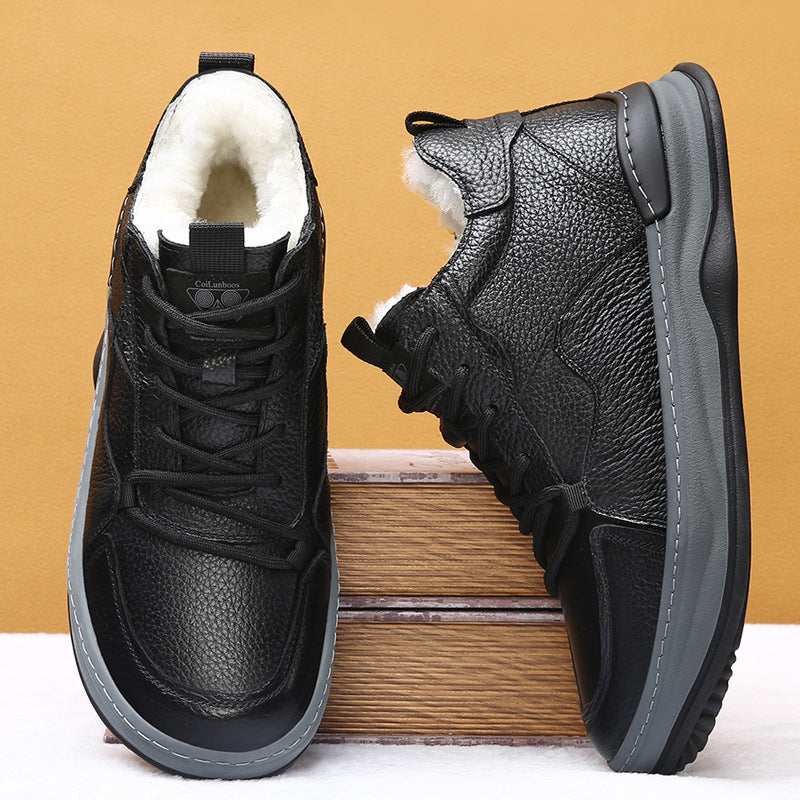 Men's Woolen Sheepskin Fur Integrated Rubber Cotton Men's Casual Leather Shoes