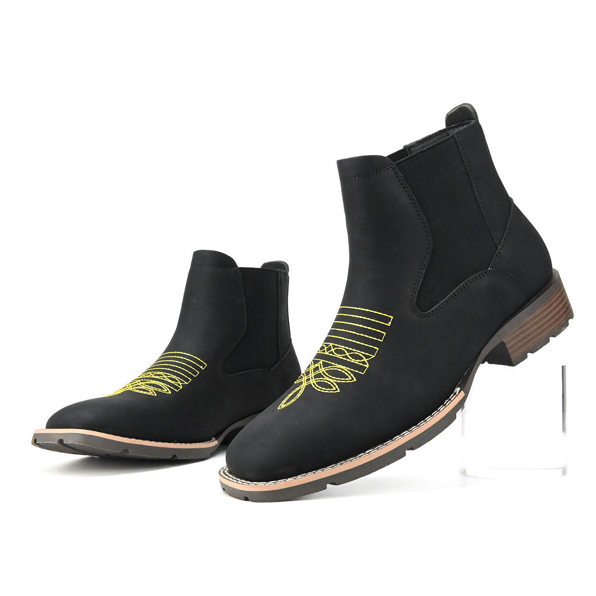 Men's Durable Embroidered Slip-on Chelsea Martin Boots