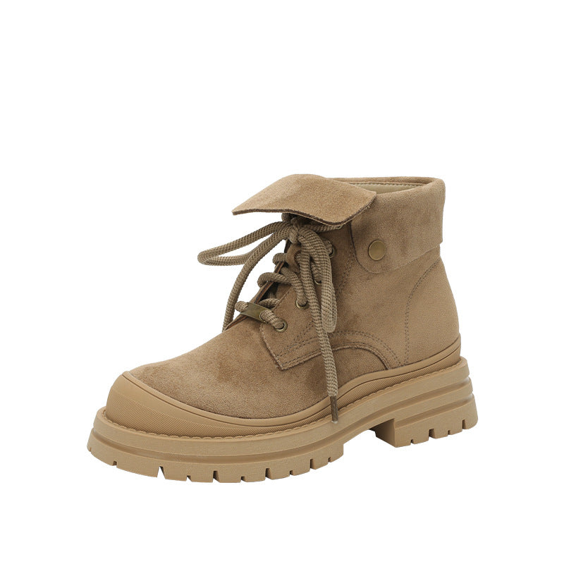 Women's Up Martin Short Lapel Round Head Boots