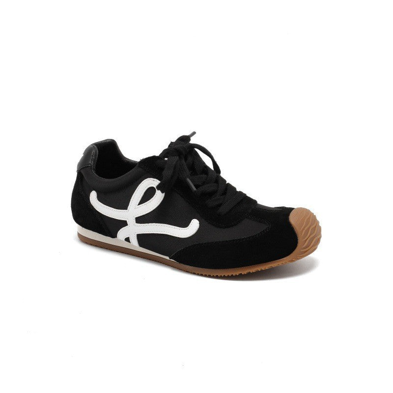Women's Cowhide Wang Height Increasing Insole Head Tilt Lace Up White Women's Sports Shoes