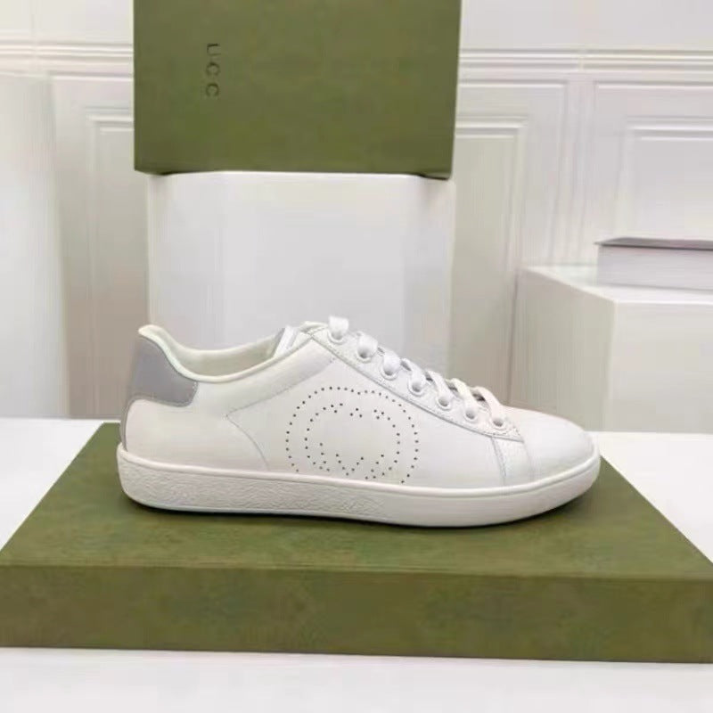 Women's & Men's Embroidered Genuine Bee White Sports Love Casual Shoes