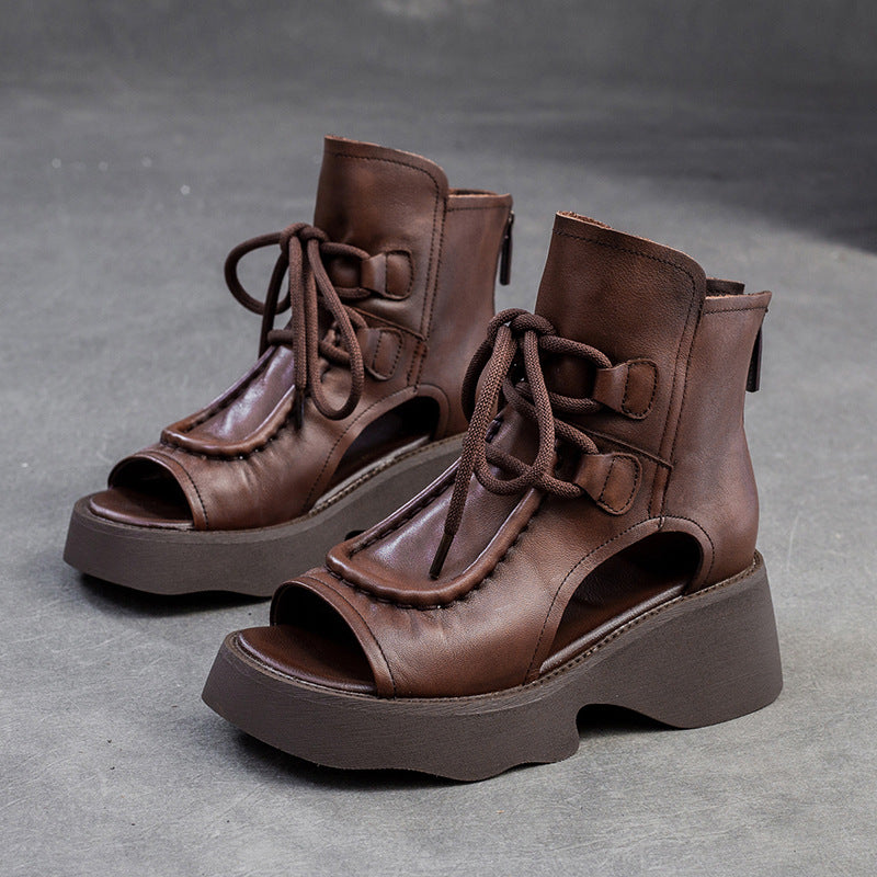 Women's Summer Retro Style Peep Toe Thick Sandals