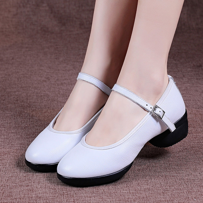 Women's Round Toe Modern Dancing Cowhide Soft Bottom Sports For Sneakers