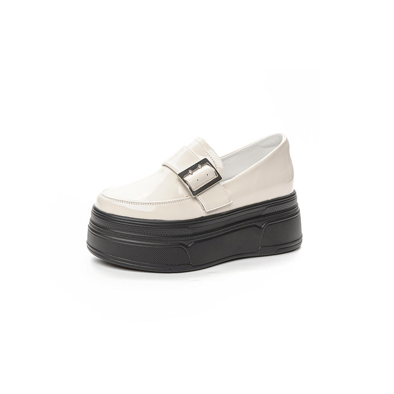 Women's Bottom Round Head Preppy Style Height Loafers