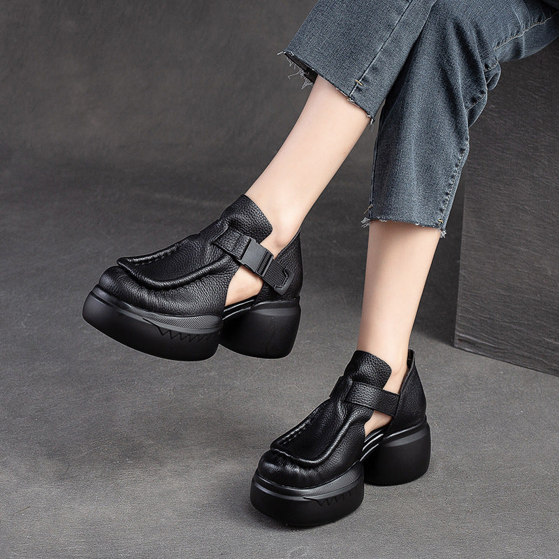 Women's Shu Breathable Closed Toe Hollow Velcro Heels