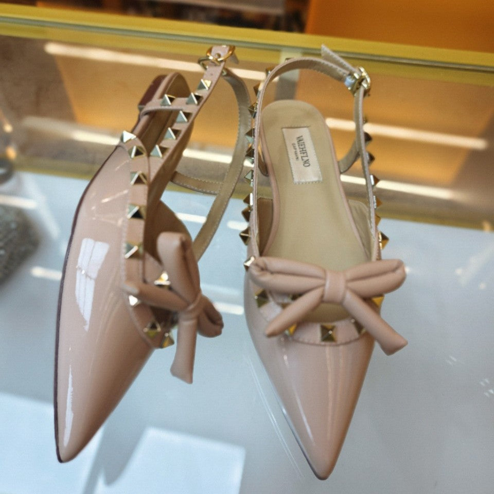 Women's Flats Closed Toe Rivet Bow For Heels