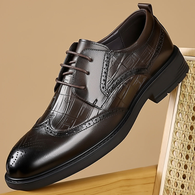 Men's Formal Wedding Crocodile Pattern Cowhide Brogue Leather Shoes