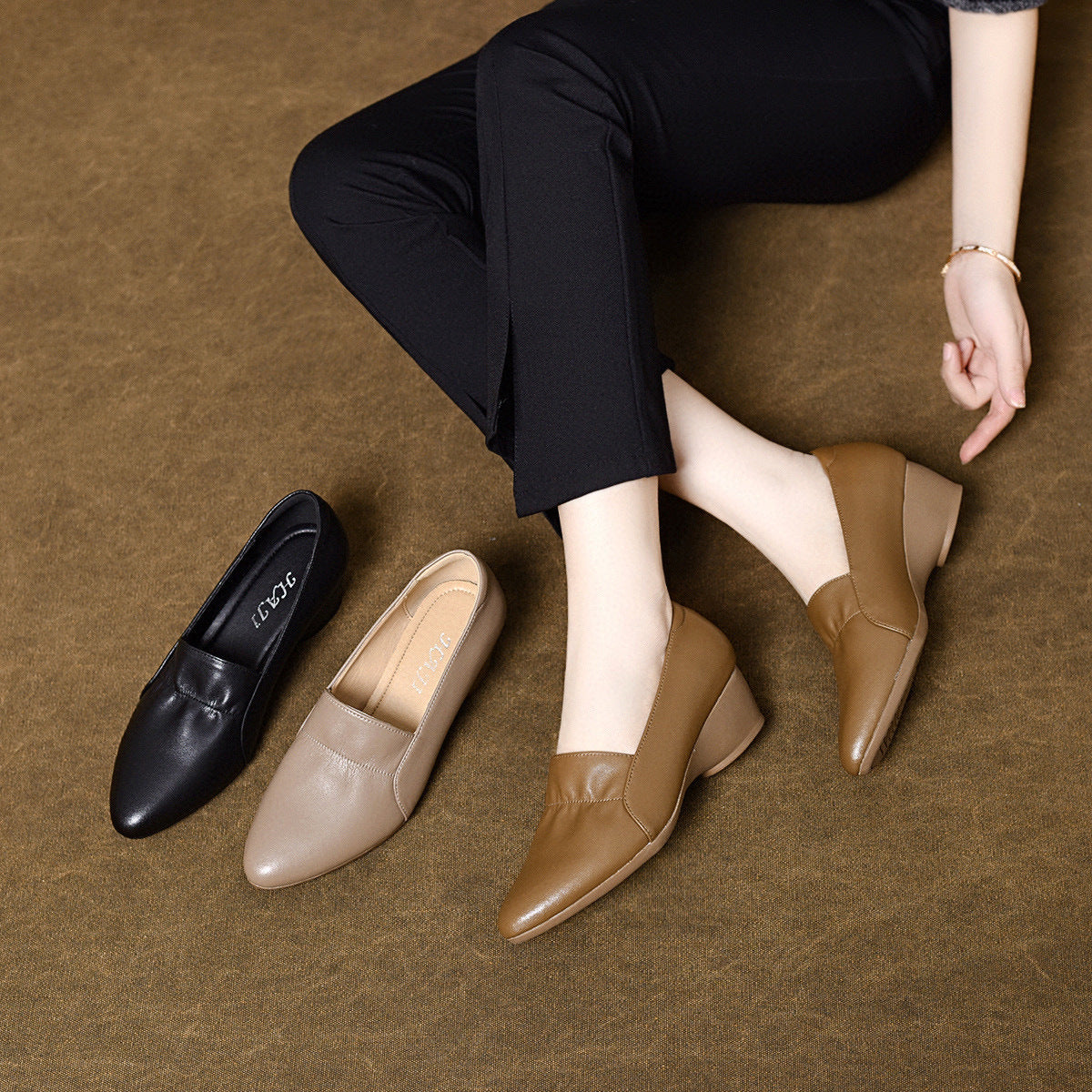 Women's Pointed Toe Spring Low Mouth Ruffles Loafers