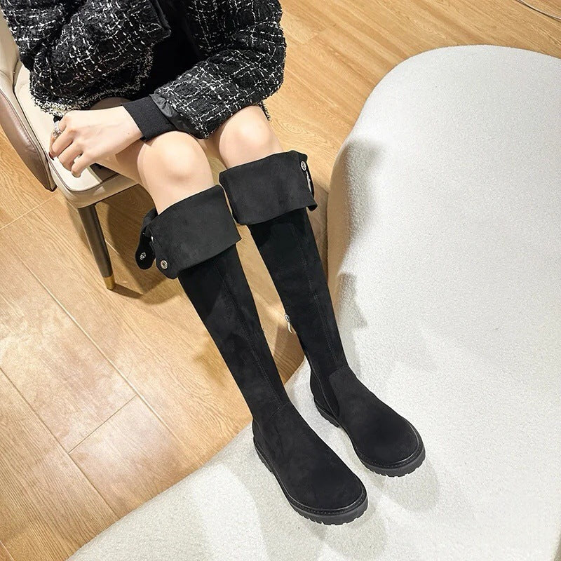Women's Big Autumn Fur Integrated Knight Fleece-lined Boots